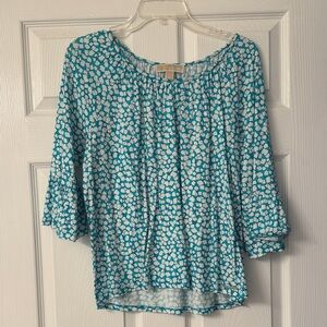 MICHAEL Michael Kors Teal and White Blouse